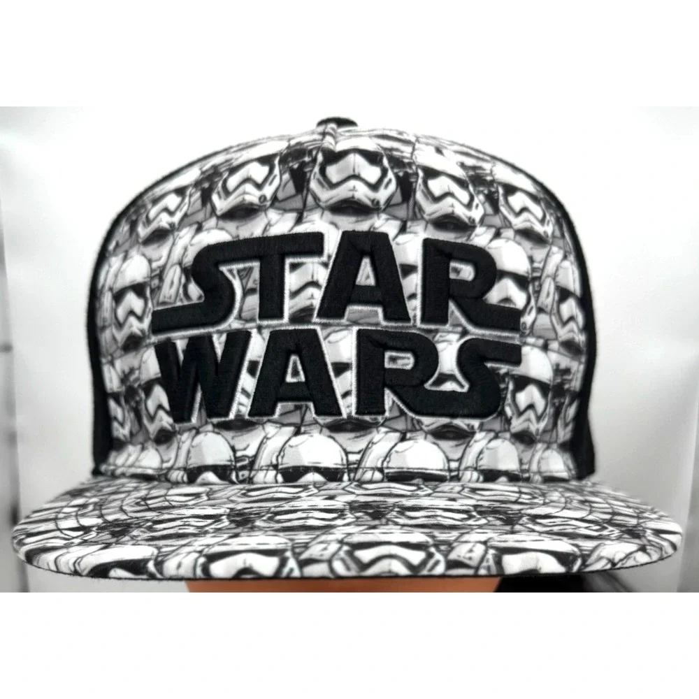 Star Wars Stormtrooper All Over Print Snapback Hat Flat Brim Black OSFA SHA14768